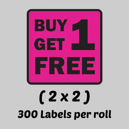 2 x 2in Sticker: Buy One Get One Free Label Roll (Retail)