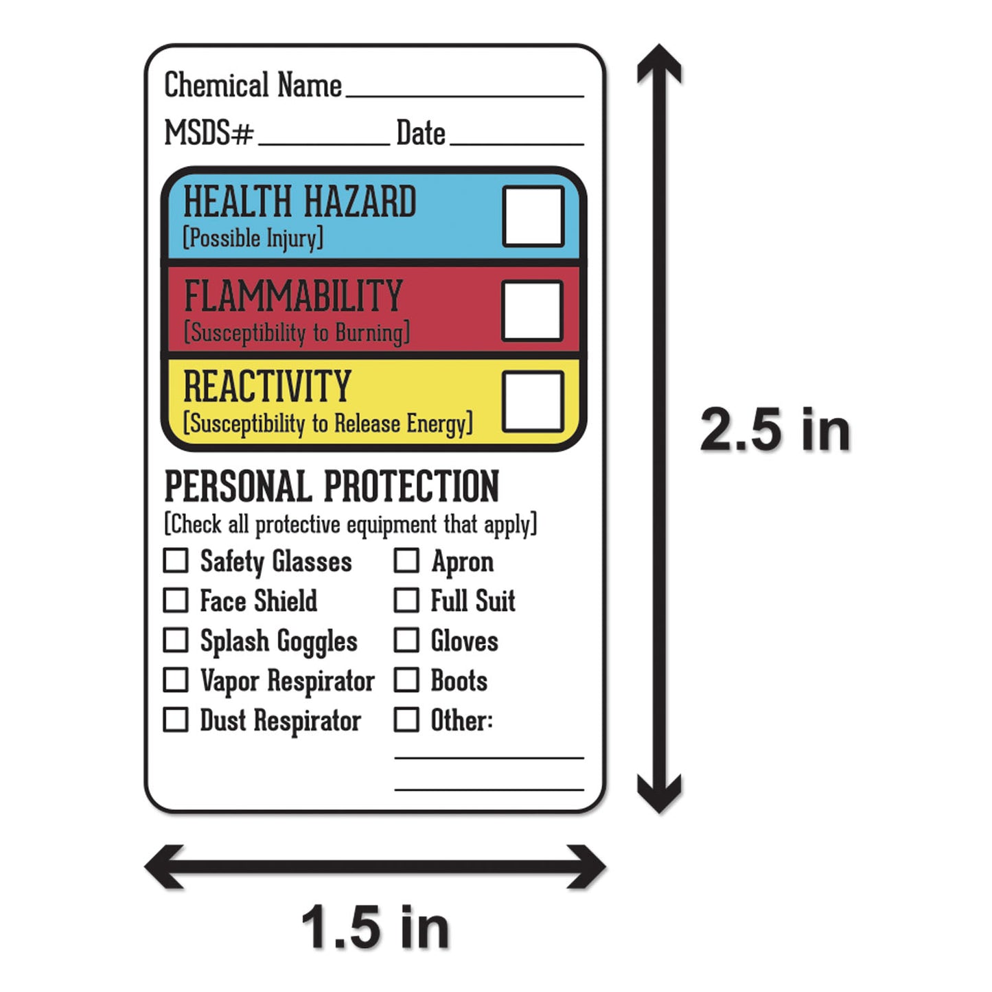 1.5 x 2.5in Sticker: Right to Know Chemicals Declaration Label