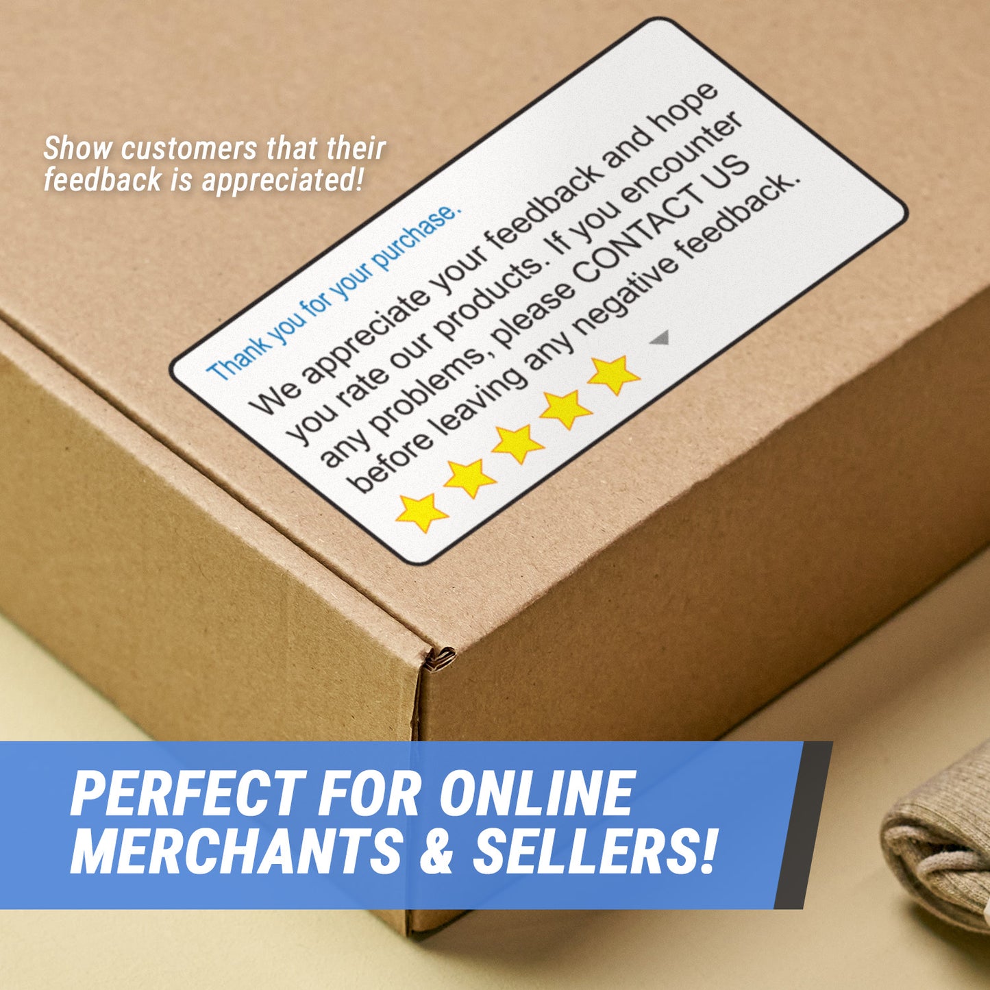 4 x 2in Sticker: Thank You for Your Purchase Feedback Label Roll