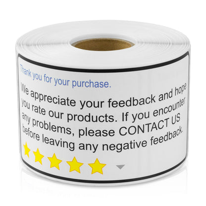 4 x 2in Sticker: Thank You for Your Purchase Feedback Label Roll