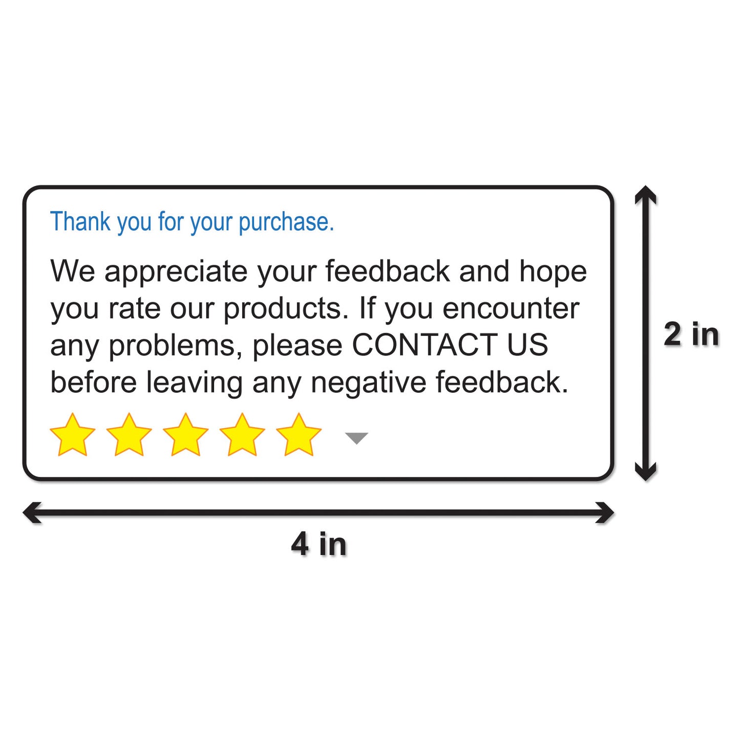 4 x 2in Sticker: Thank You for Your Purchase Feedback Label Roll