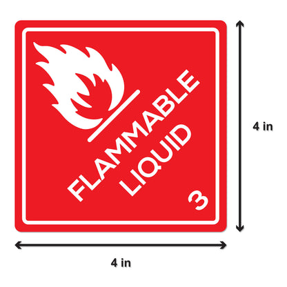 4 x 4in Sticker: Flammable Liquid Warning Label
