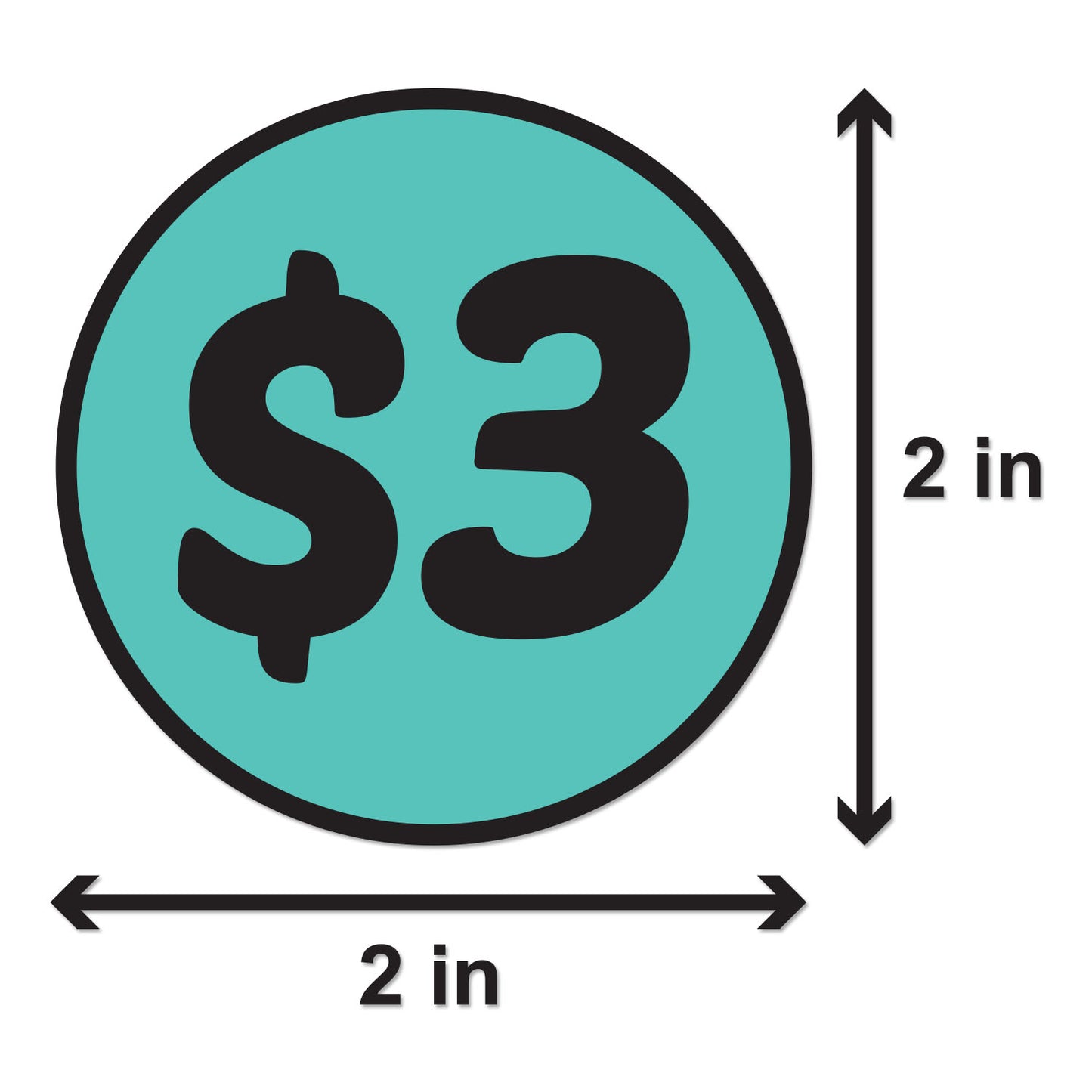 2in Sticker: 3 Dollar Label Roll