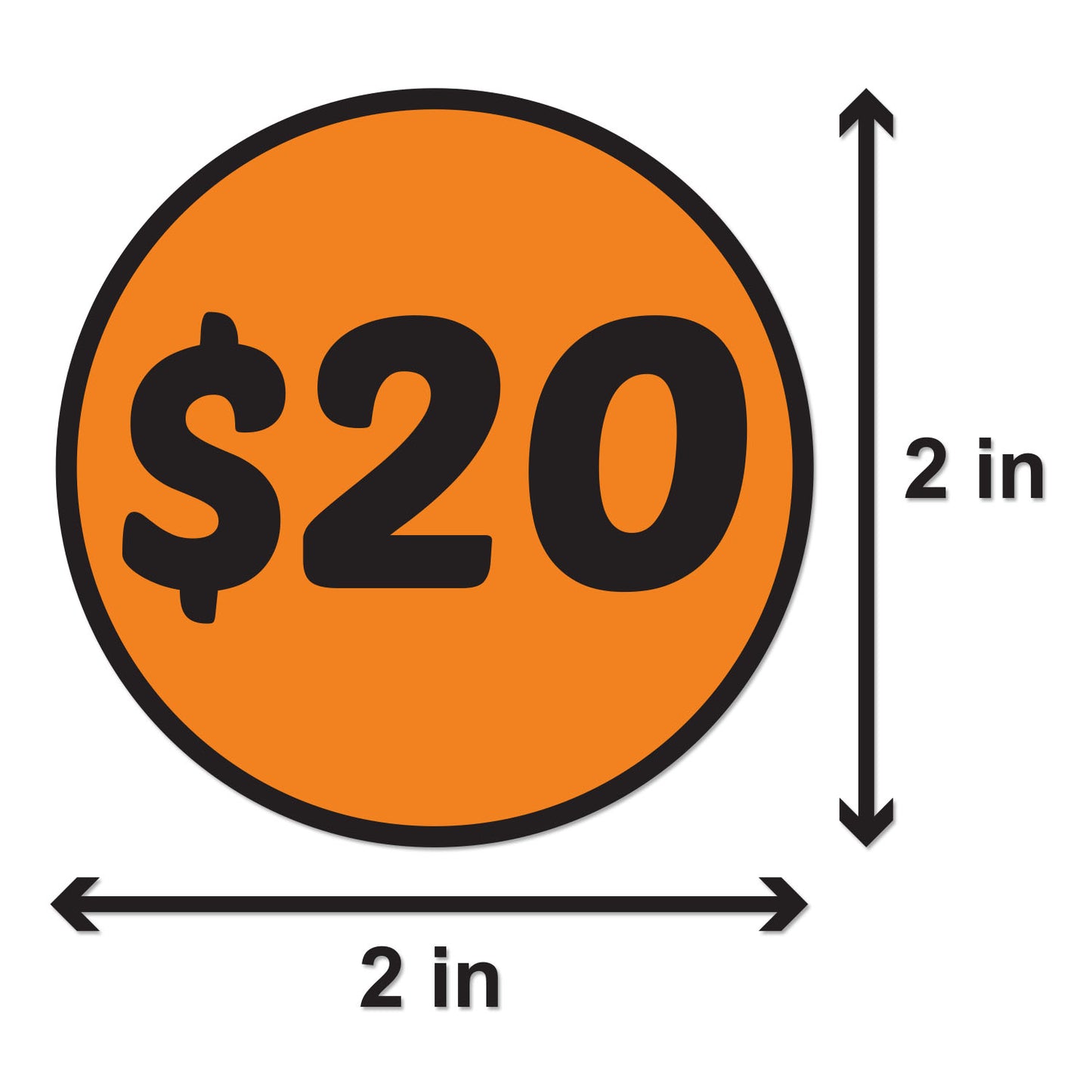 2in Sticker: 20 Dollar Label Roll