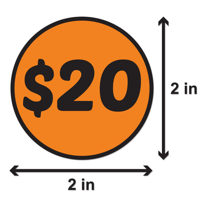 2in Sticker: 20 Dollar Label Roll
