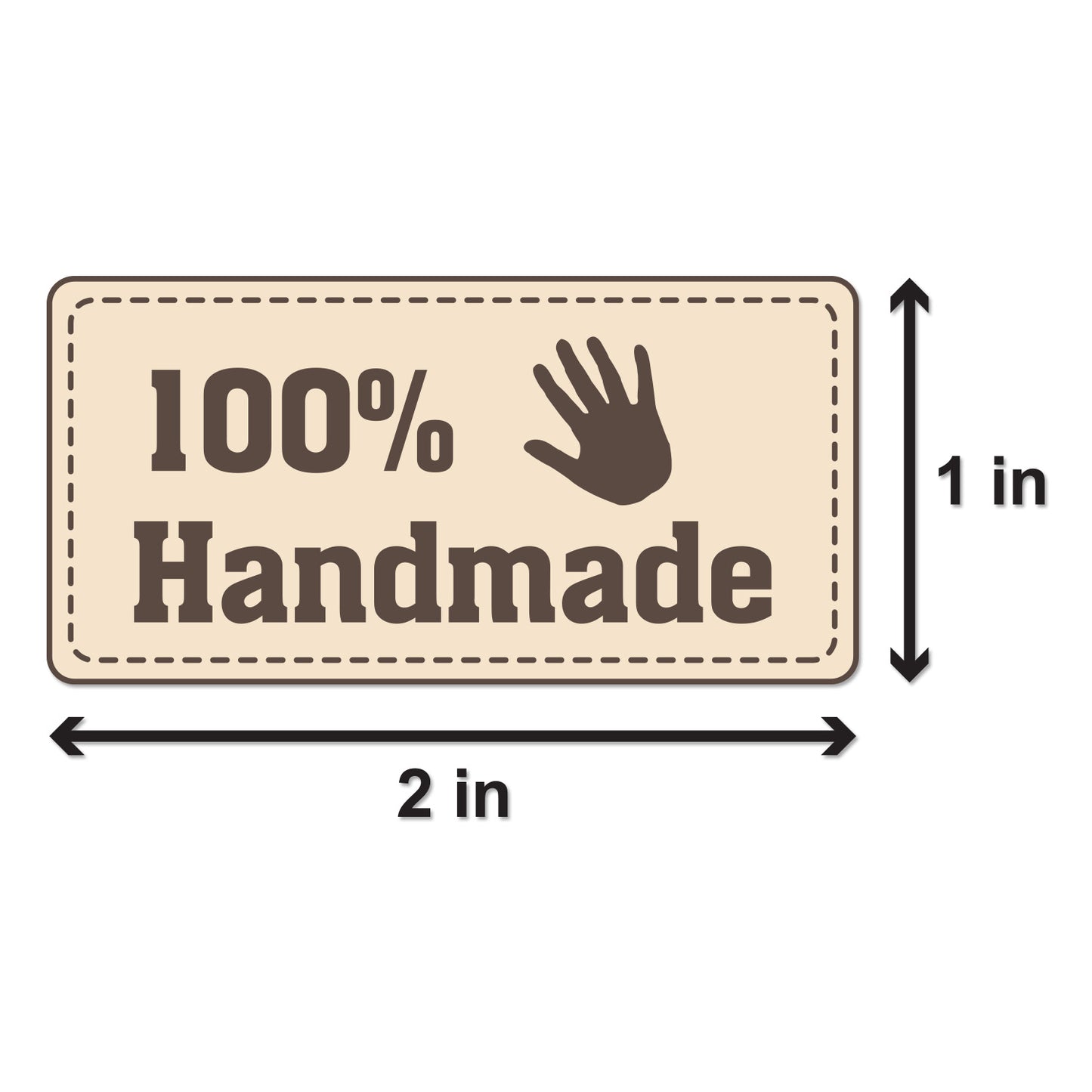 2 x 1 inch 100% Handmade Product Label (Roll)