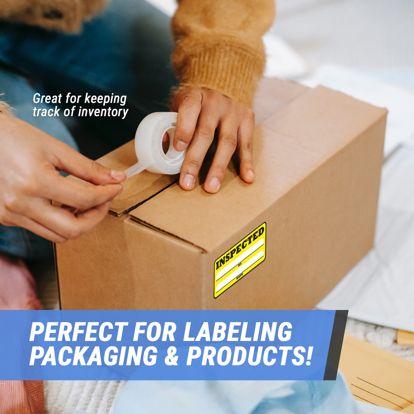 3 x 1.5in Inspected By Label Yellow (Roll)