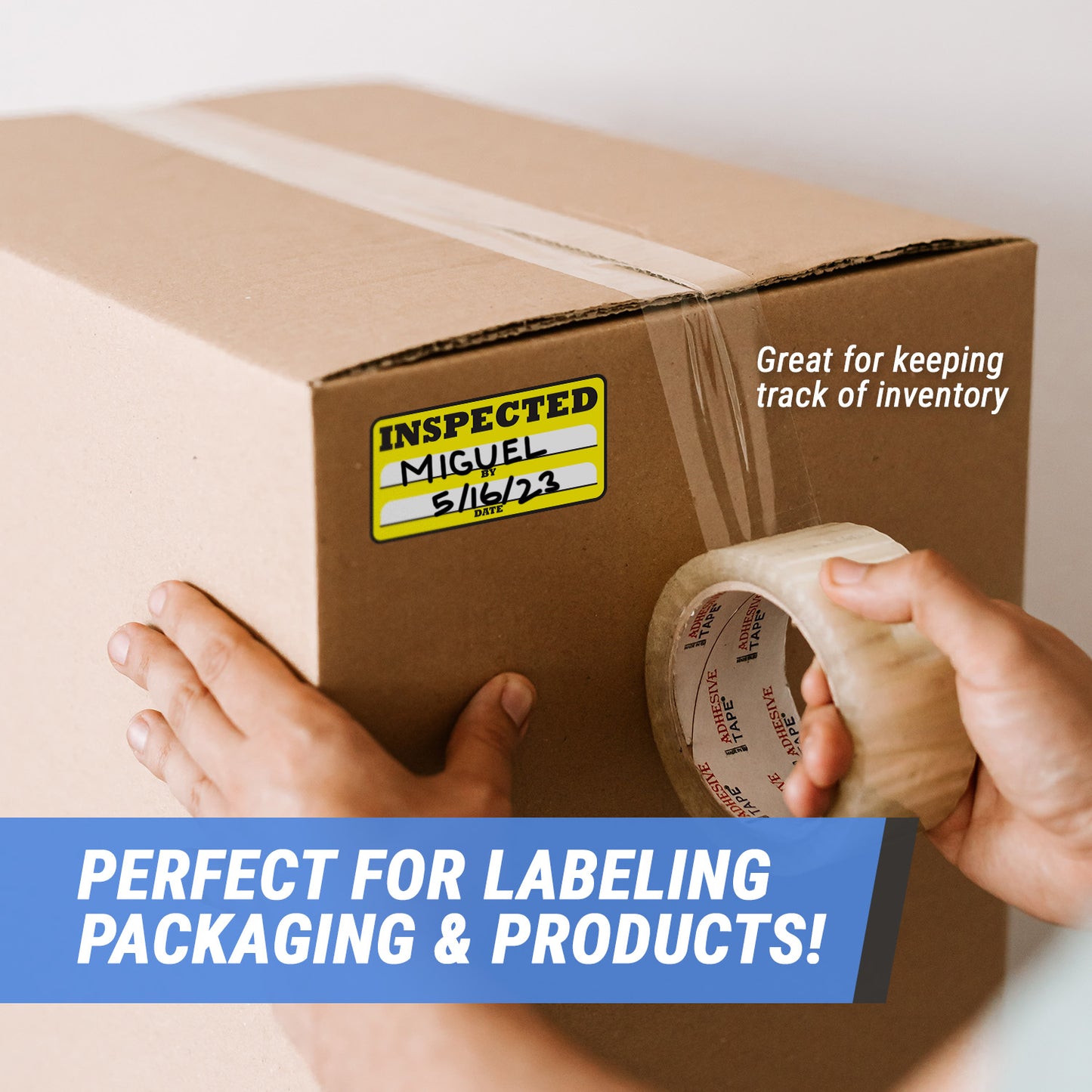 3 x 1.5in Inspected By Label Yellow (Roll)