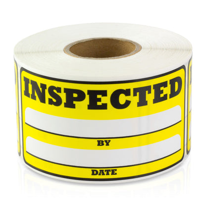 3 x 1.5in Inspected By Label Yellow (Roll)
