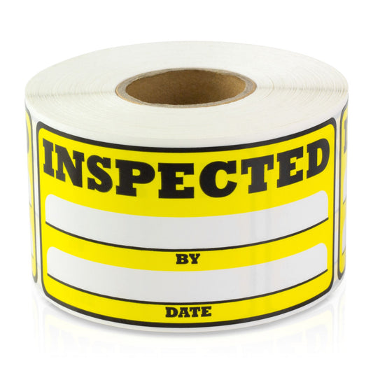3 x 1.5in Inspected By Label Yellow (Roll)