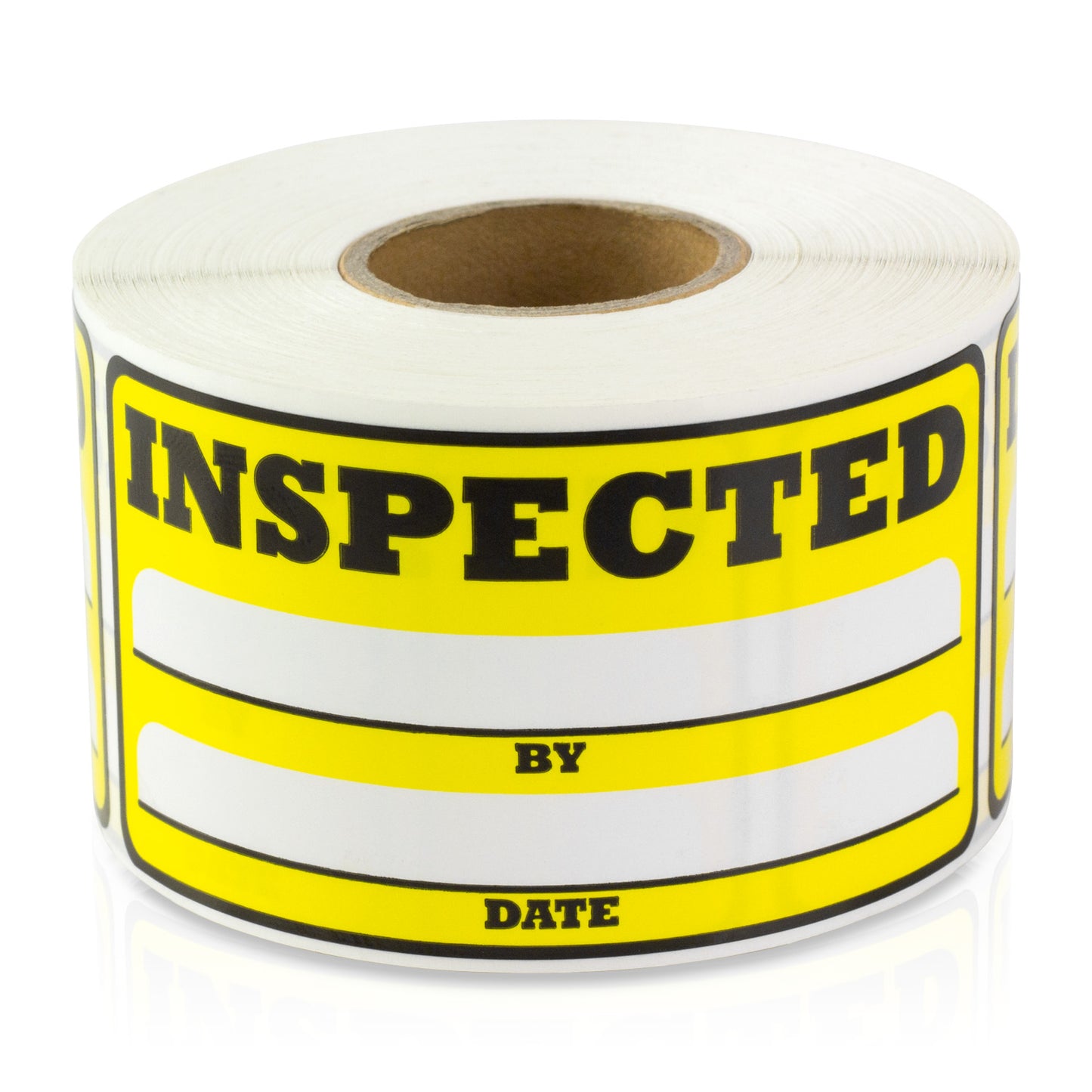 3 x 1.5in Inspected By Label Yellow (Roll)