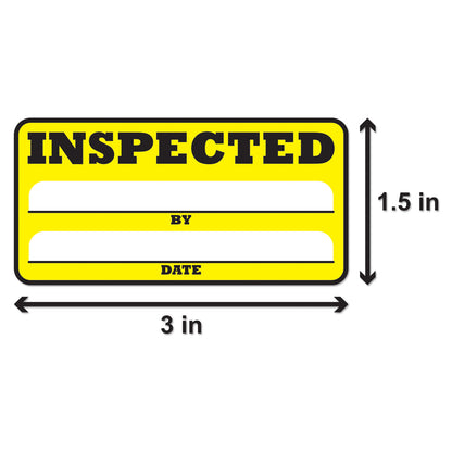 3 x 1.5in Inspected By Label Yellow (Roll)