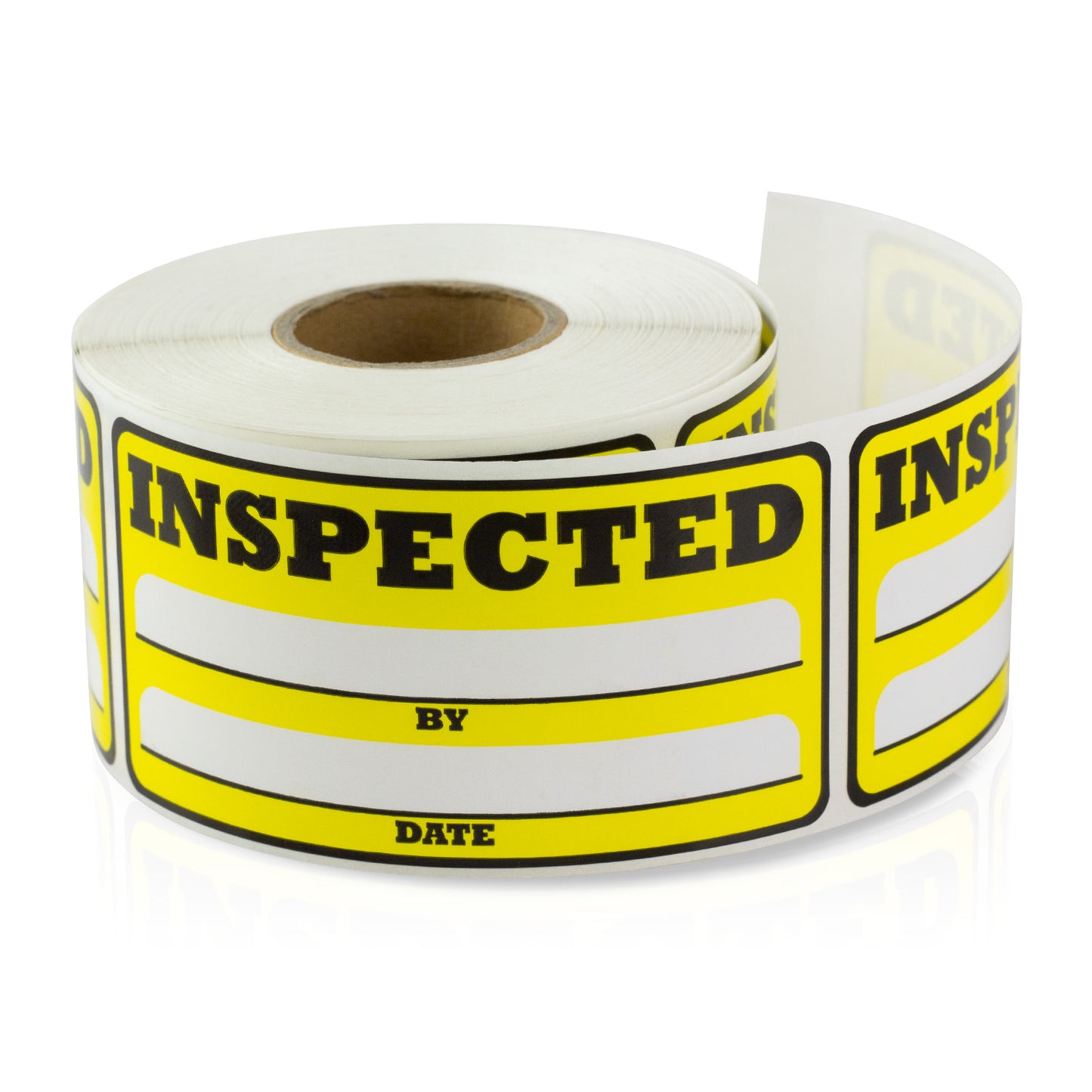 3 x 1.5in Inspected By Label Yellow (Roll)
