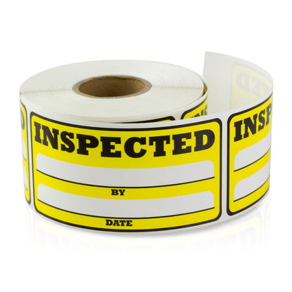 3 x 1.5in Inspected By Label Yellow (Roll)