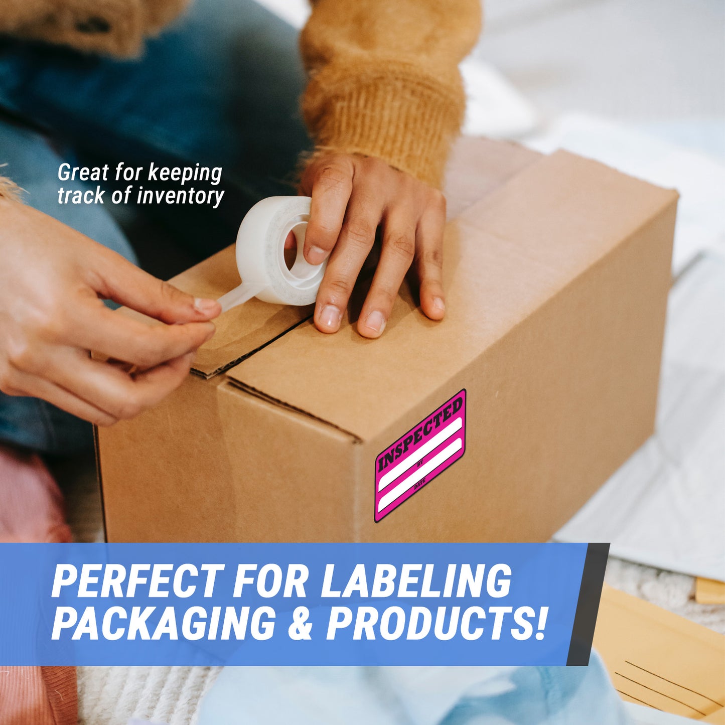 3 x 1.5in Inspected By Label Pink (Roll)