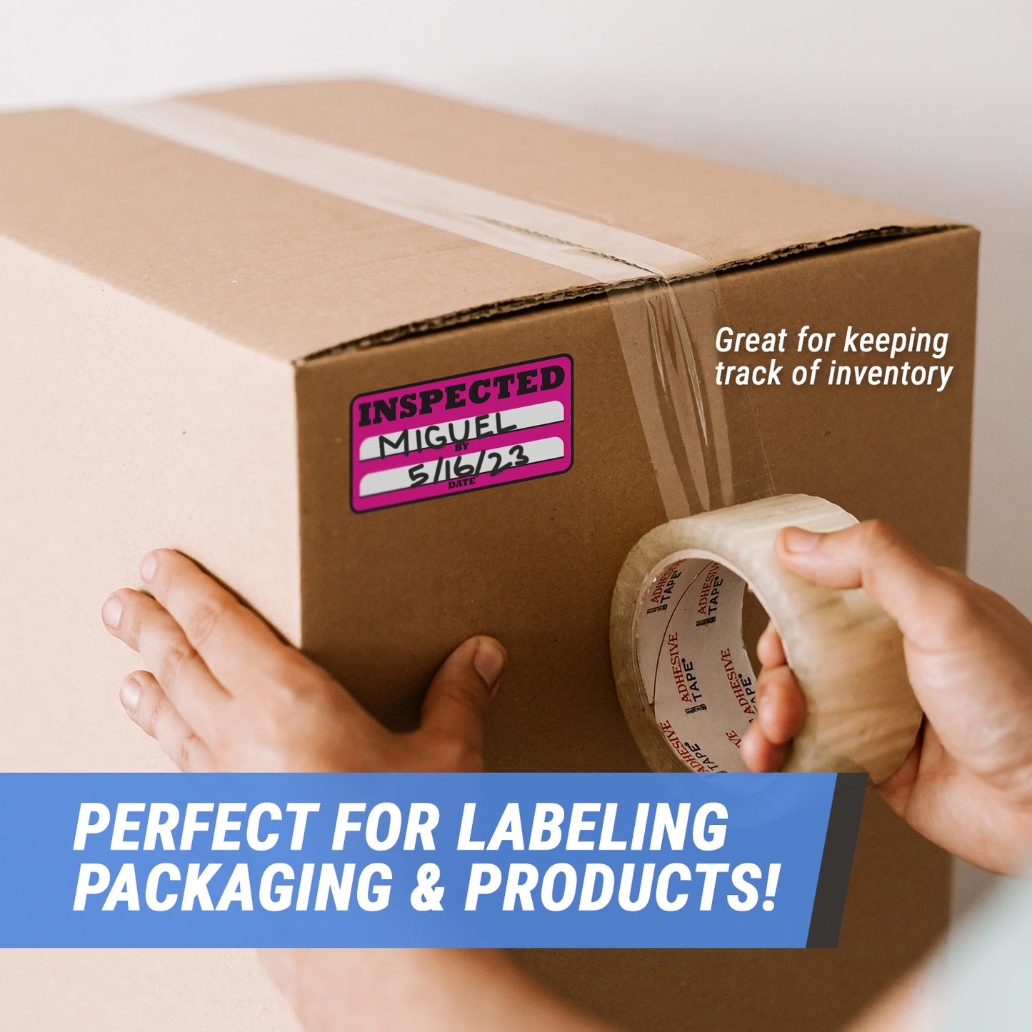 3 x 1.5in Inspected By Label Pink (Roll)