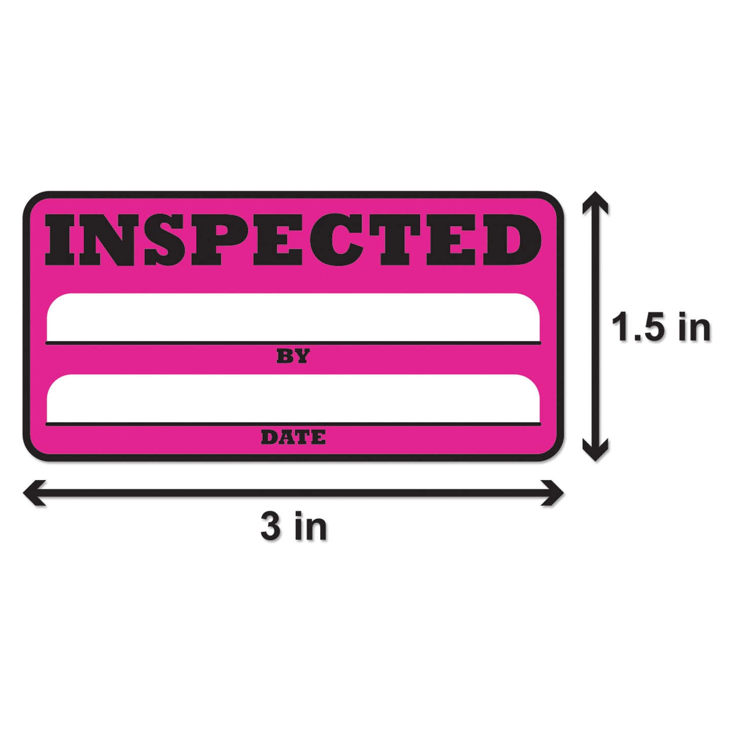 3 x 1.5in Inspected By Label Pink (Roll)