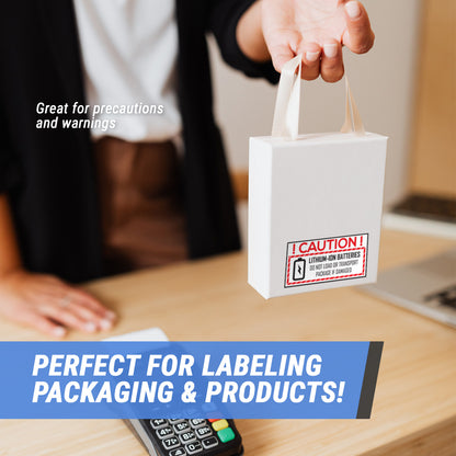 4 x 2in Sticker: Caution Lithium Ion Battery Label Roll