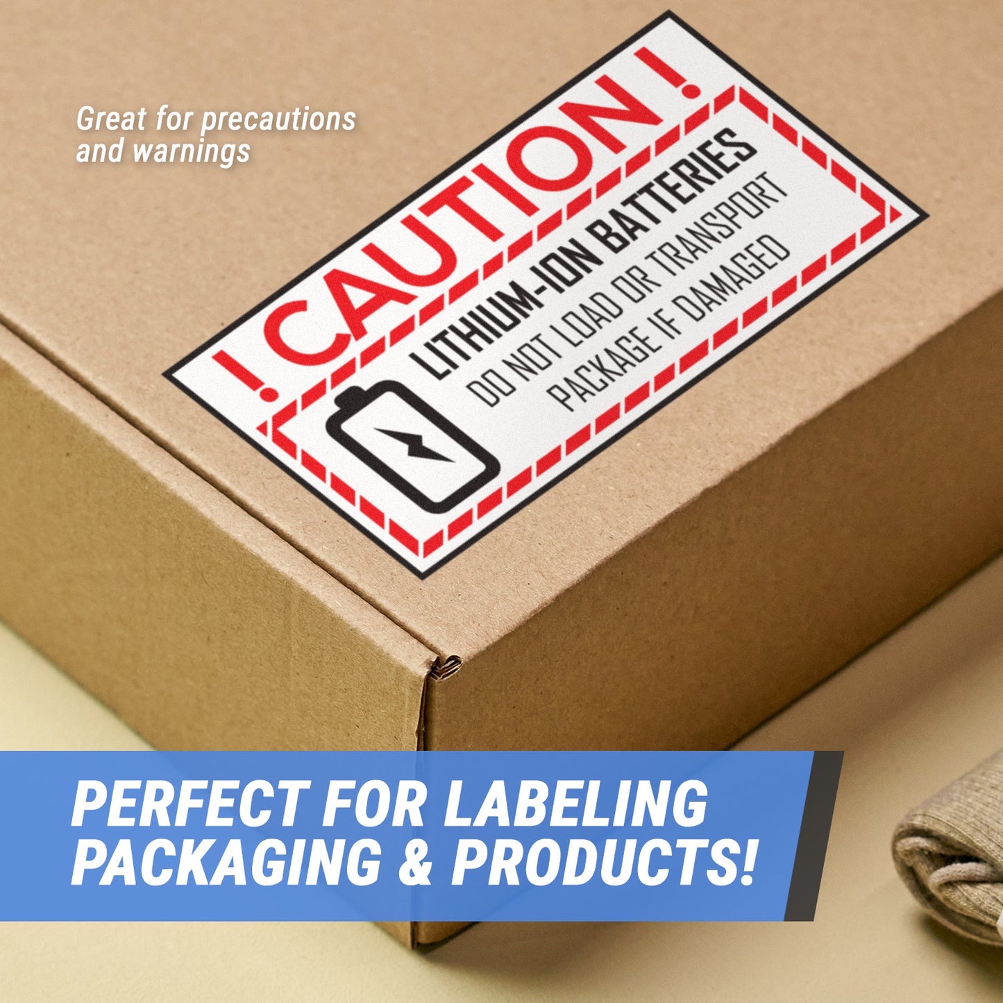 4 x 2in Sticker: Caution Lithium Ion Battery Label Roll