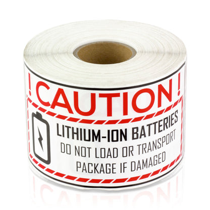 4 x 2in Sticker: Caution Lithium Ion Battery Label Roll