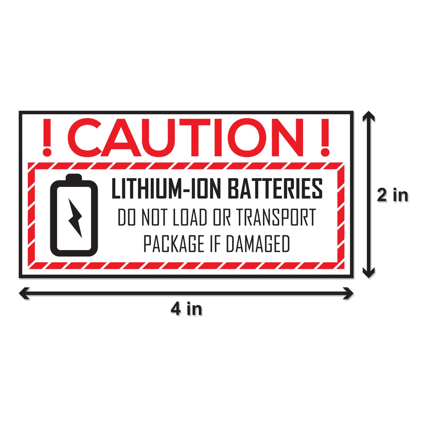 4 x 2in Sticker: Caution Lithium Ion Battery Label Roll