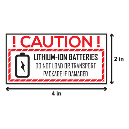 4 x 2in Sticker: Caution Lithium Ion Battery Label Roll