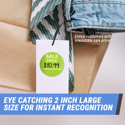2in Sticker: Sale Price Retail Label Roll (Lime)