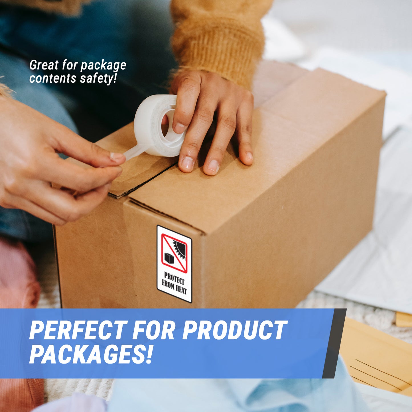 2 x 3in Sticker: Protect From Heat Label Roll
