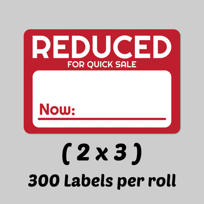 3 x 2in Sticker: Reduced for Quick Sale Retail Label Roll