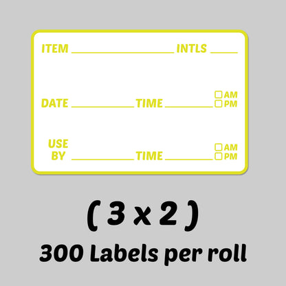 3 x 2 inch Use By Date Inventory Rotation Labels (Yellow)