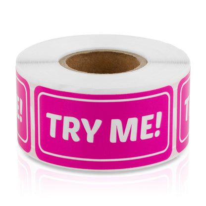 2 x 1 inch TRY ME! Labels (Pink Roll)