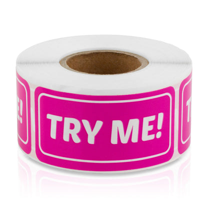 2 x 1 inch TRY ME! Labels (Pink Roll)