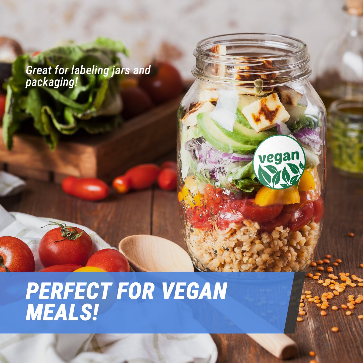 2in Sticker: VeganFood Label Roll