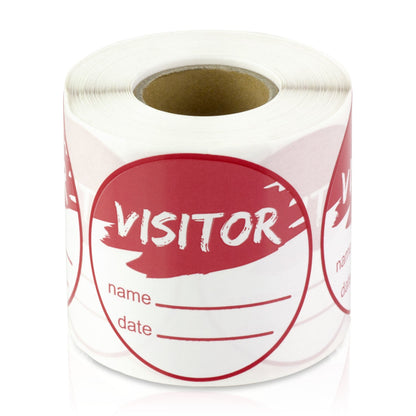 2in Sticker: Write-In Name Visitor ID Label Roll (Red)