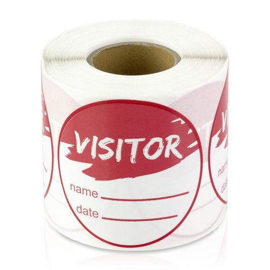 2in Sticker: Write-In Name Visitor ID Label Roll (Red)