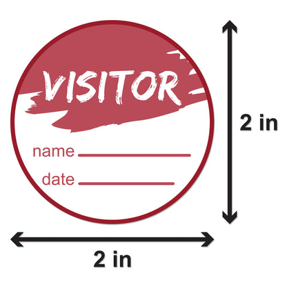 2in Sticker: Write-In Name Visitor ID Label Roll (Red)