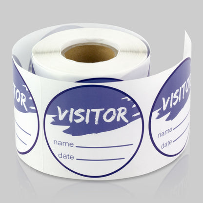 2in Sticker: Write-In Name Visitor ID Label Roll (Blue)