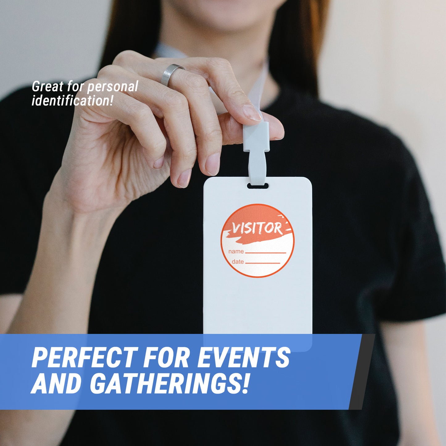 2in Sticker: Write-In Name Visitor ID Label Roll (Orange)