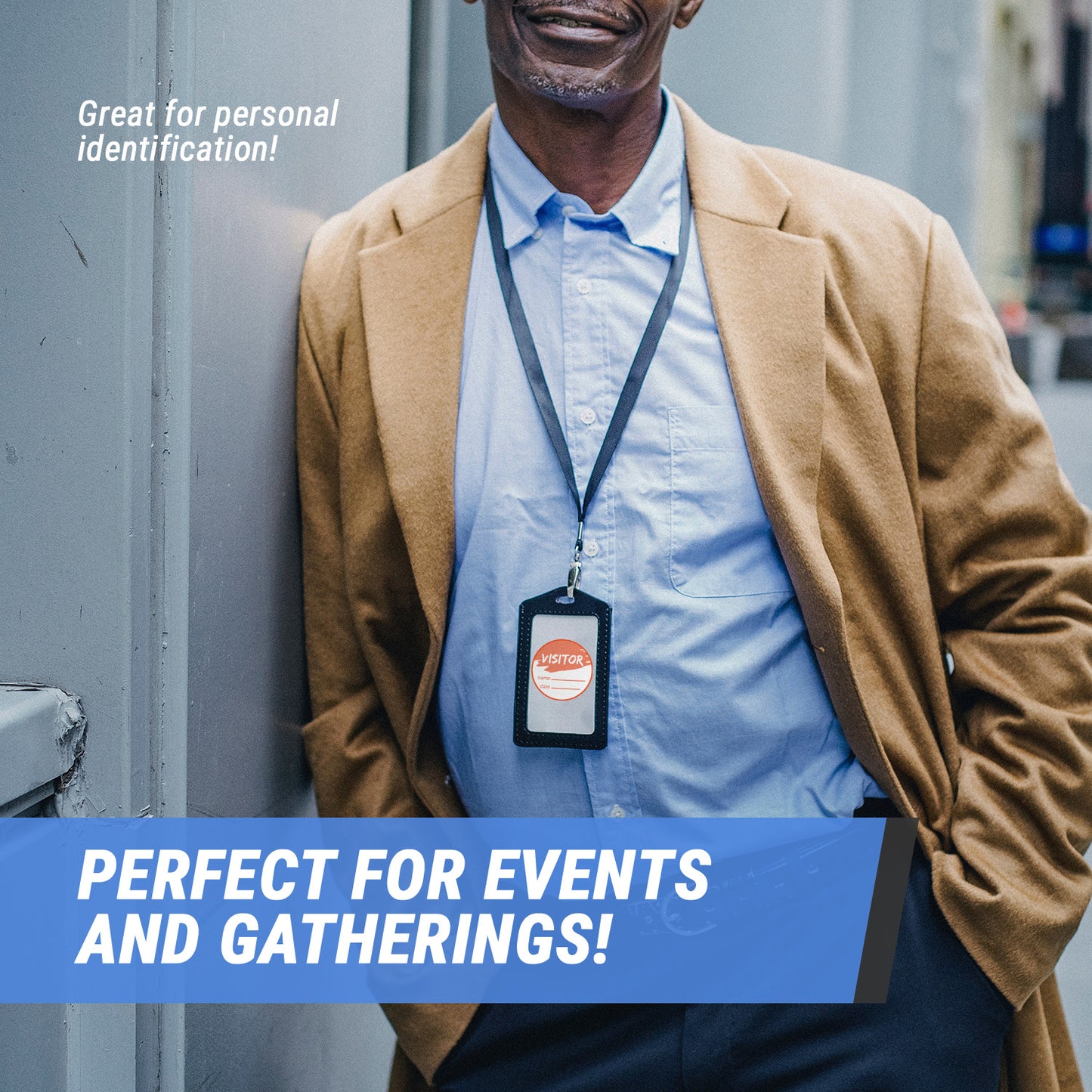 2in Sticker: Write-In Name Visitor ID Label Roll (Orange)