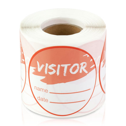 2in Sticker: Write-In Name Visitor ID Label Roll (Orange)