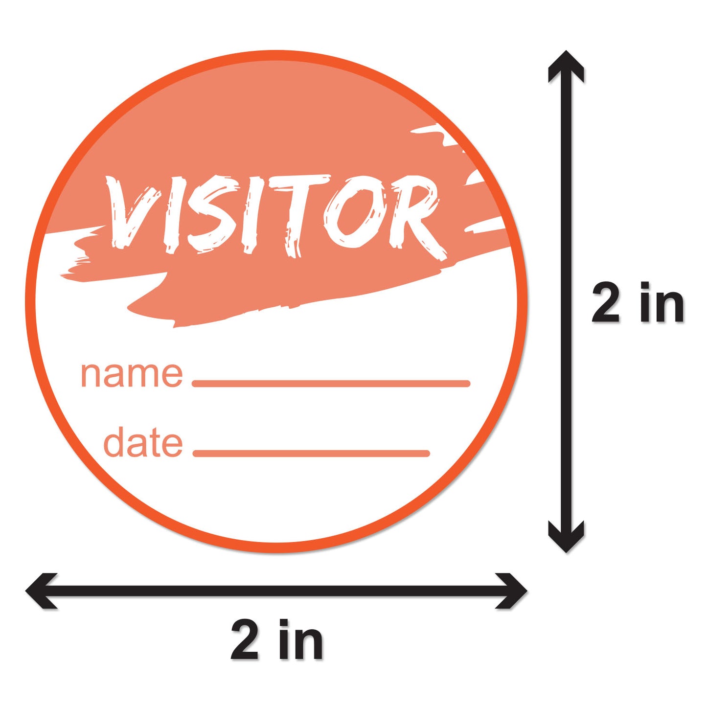 2in Sticker: Write-In Name Visitor ID Label Roll (Orange)