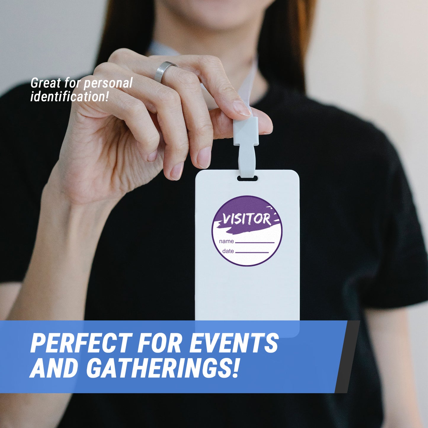 2in Sticker: Write-In Name Visitor ID Label Roll (Purple)
