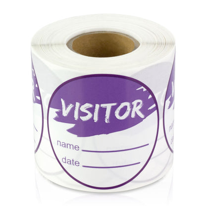2in Sticker: Write-In Name Visitor ID Label Roll (Purple)