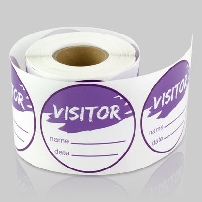 2in Sticker: Write-In Name Visitor ID Label Roll (Purple)