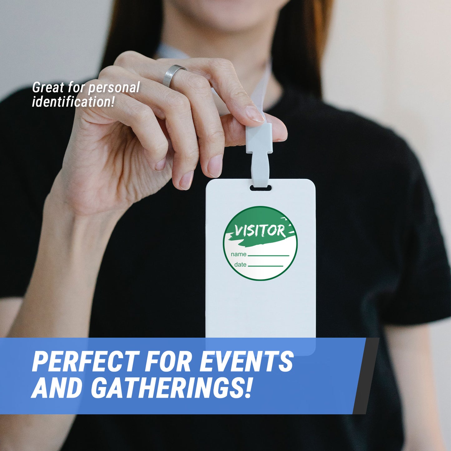 2in Sticker: Write-In Name Visitor ID Label Roll (Green)