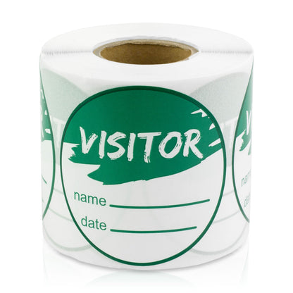 2in Sticker: Write-In Name Visitor ID Label Roll (Green)