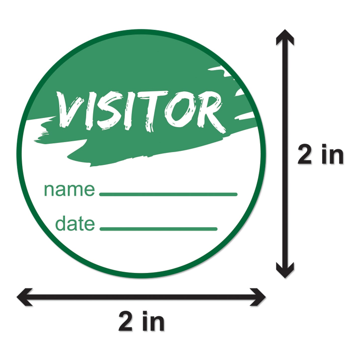 2in Sticker: Write-In Name Visitor ID Label Roll (Green)