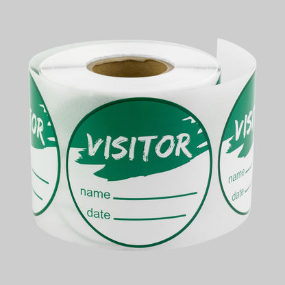 2in Sticker: Write-In Name Visitor ID Label Roll (Green)