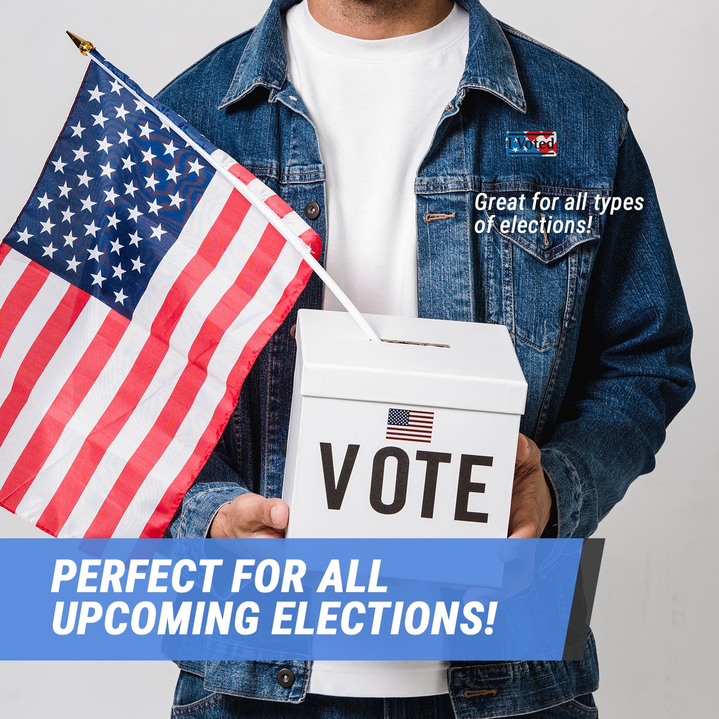 2 x 1in Sticker: I Voted Elections Label Roll (Rectangular)