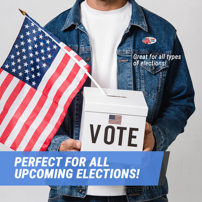 2 x 1in Sticker: I Voted Today with USA Flag Elections Label Roll